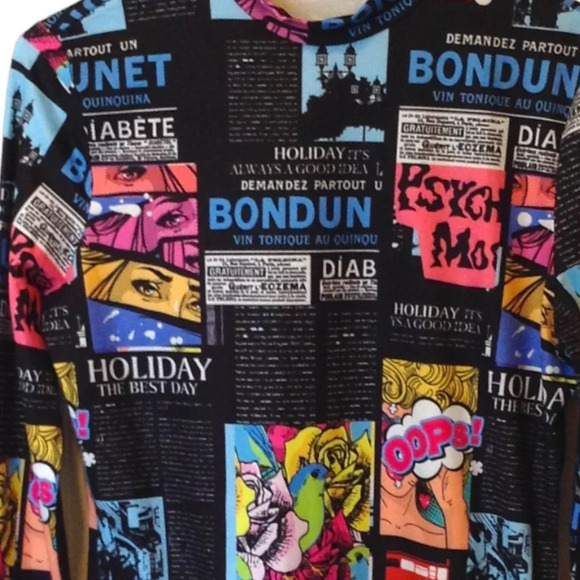 Shein Long Sleeve High Neck T-Shirt Cartoon Graphics Cycling Bike Riding Active - Picture 2 of 6